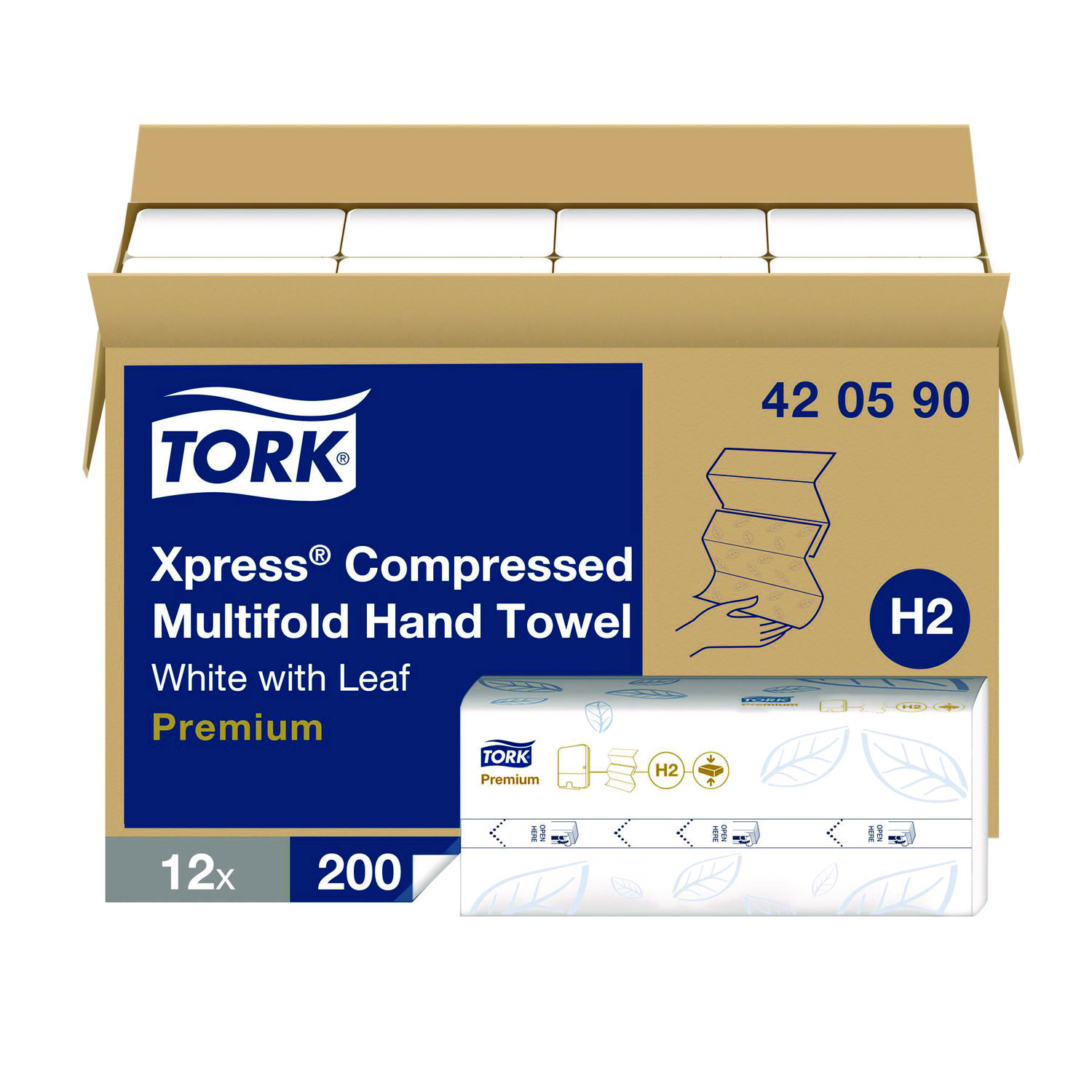 Tork® Xpress Compressed Multifold Hand Towels, 1-Ply, 8.3 x 9.45, White, 200/Pack, 12 Packs/Carton