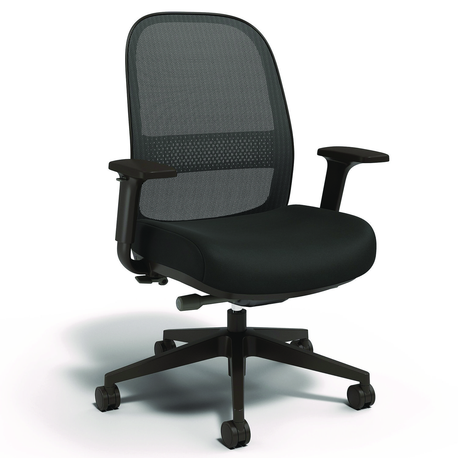 Kempton Ergonomic Fabric Mesh Swivel Task Chair, Supports Up to 275 lb, 18.31 to 22.17 Seat Height, Black Seat/Back/Base