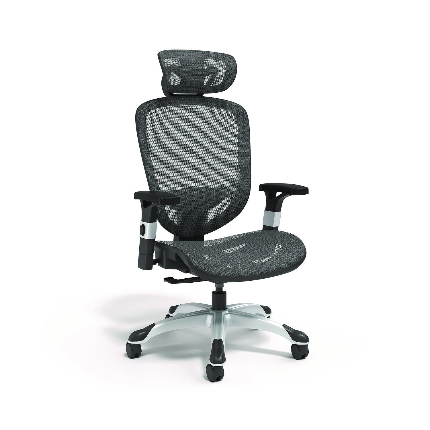 Minerva Ergonomic Mesh Swivel Task Chair, Supports Up to 275 lb, 17.24 to 20.98 Seat Height, Black Seat/Back, Black Base