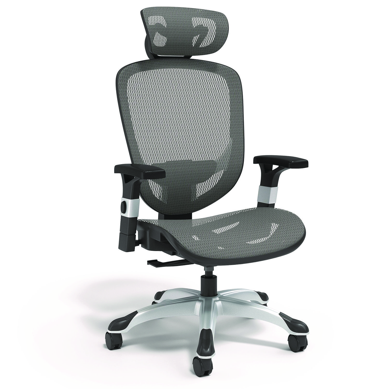 Minerva Ergonomic Mesh Swivel Task Chair, Supports Up to 275 lb, 17.24 to 20.98 Seat Height, Gray Seat, Gray Back, Black Base