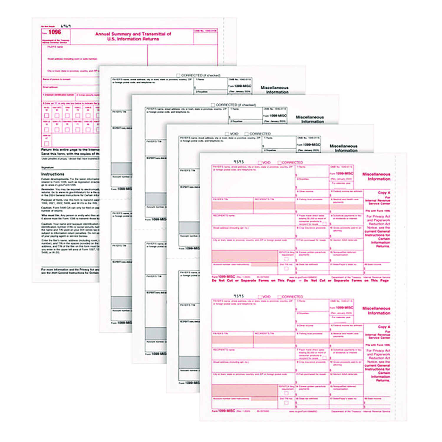 4-Part 1099-MISC Tax Forms with Tax Forms Helper, 2024, Four-Part ...