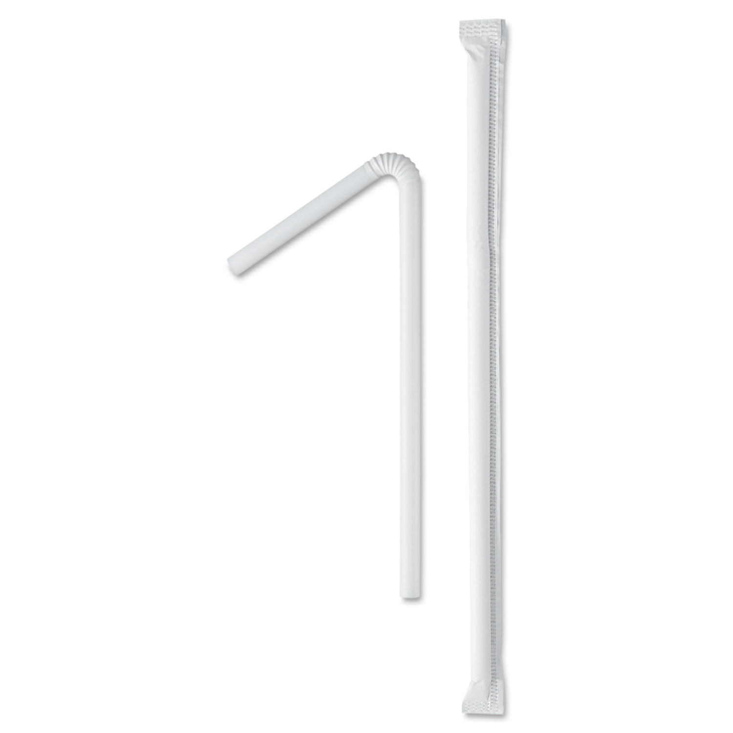  Dart 875WX-2050 Wrapped Super-Jumbo Flexible Straws, 7 5/8, White, 10000/Carton (SCC875WX) 