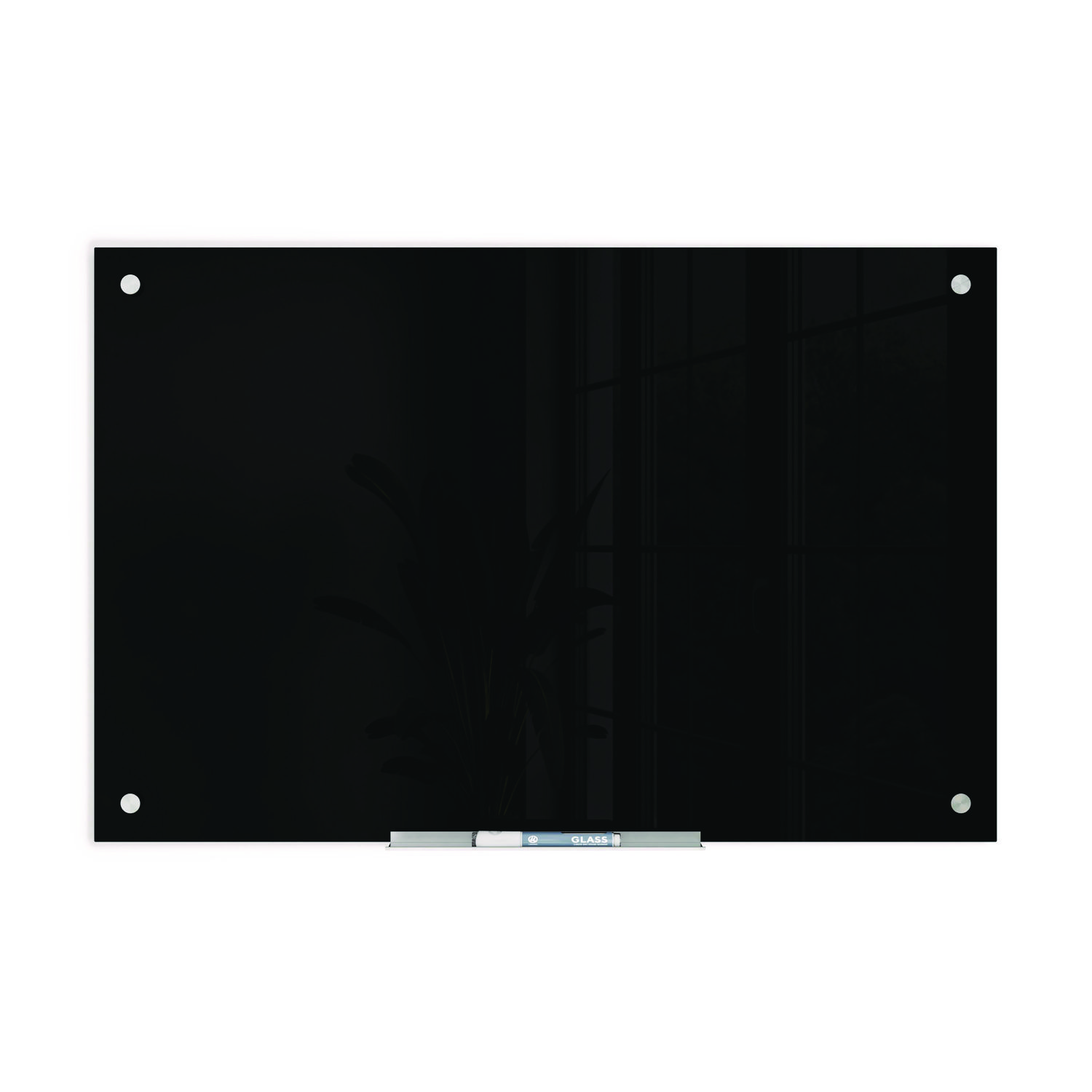 Black Glass Dry Erase Board, 35 x 23, Black Surface