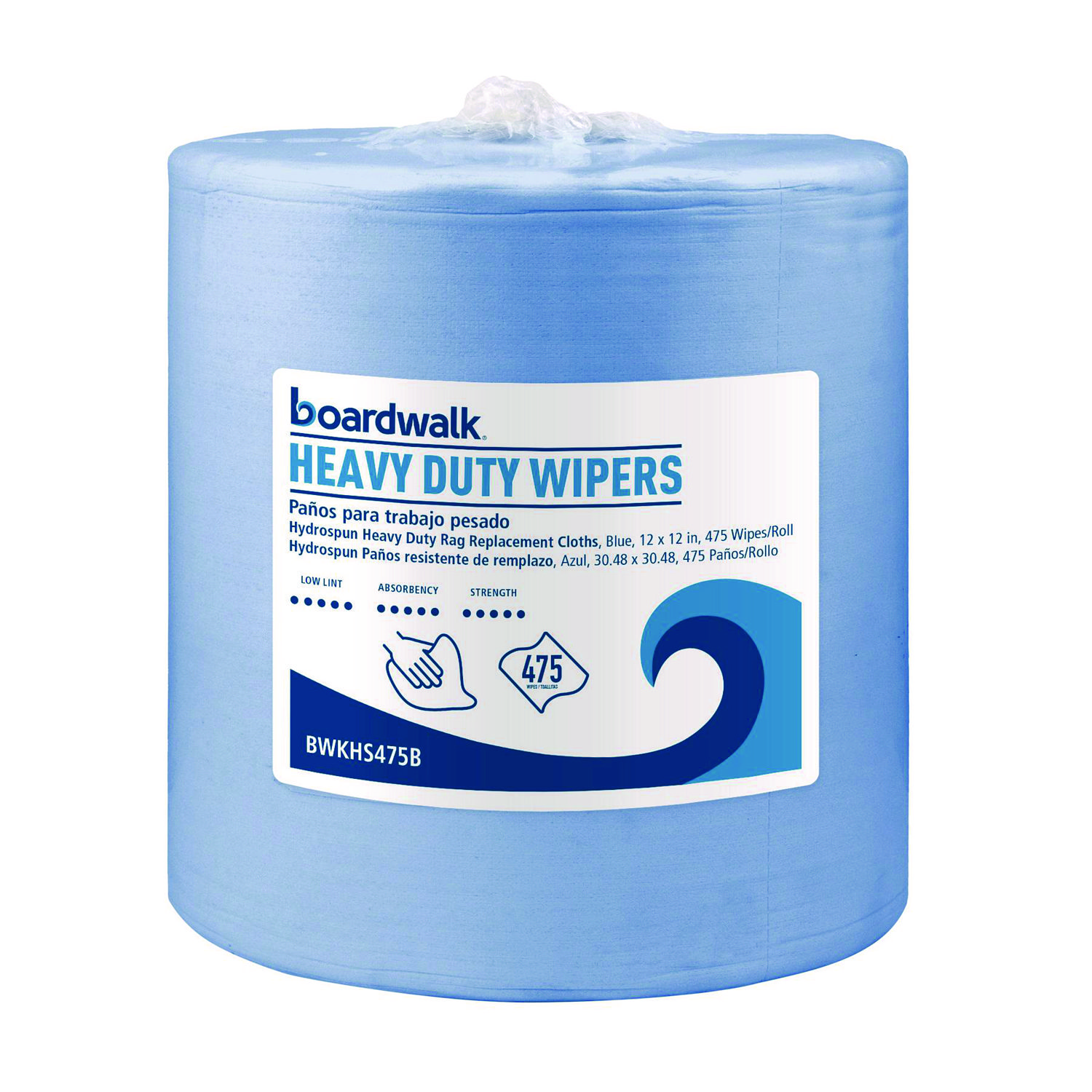 Hydrospun Wipers, 12 x 12, Blue, 475 Sheets/Roll