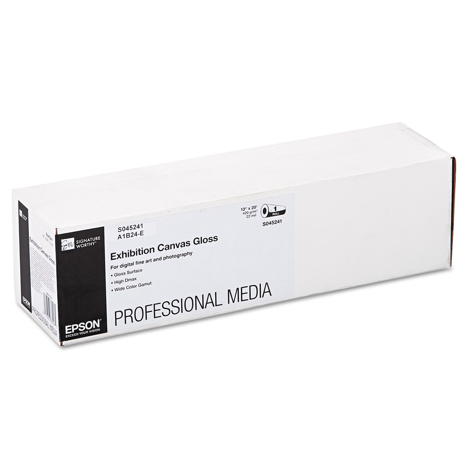  Epson S045241 Exhibition Canvas, 22 mil, 13 x 20 ft, Glossy White (EPSS045241) 