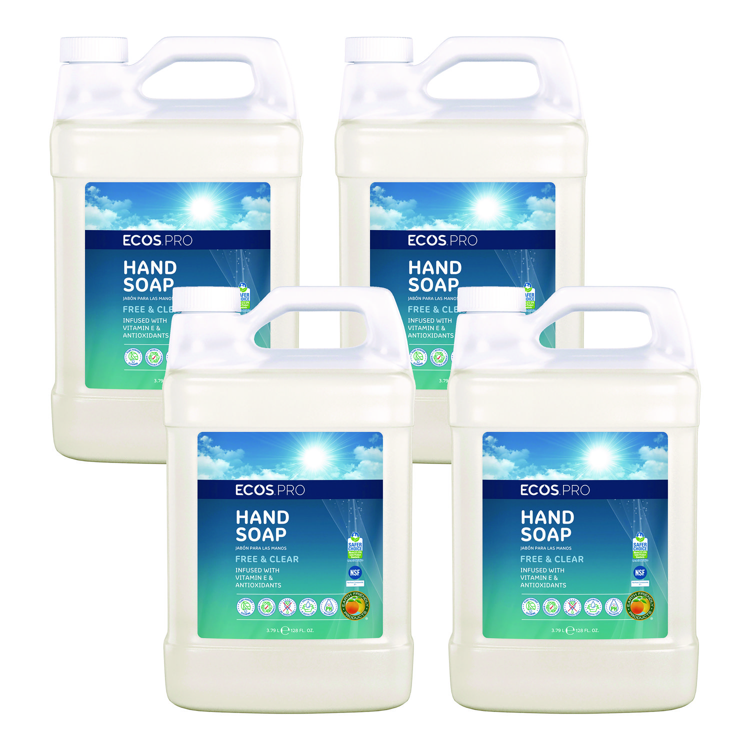 ECOS® PRO Liquid Hand Soap, Free and Clear, 1 gal, 4/Carton