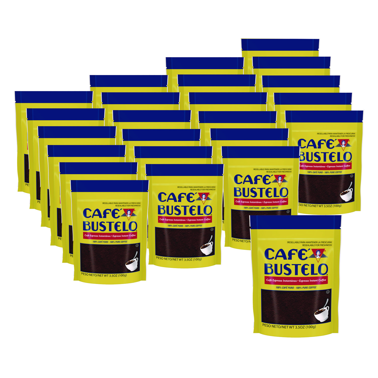 Folgers® Cafe Bustelo Instant Coffee, Espresso, 3.5 oz Packet, 24/Carton