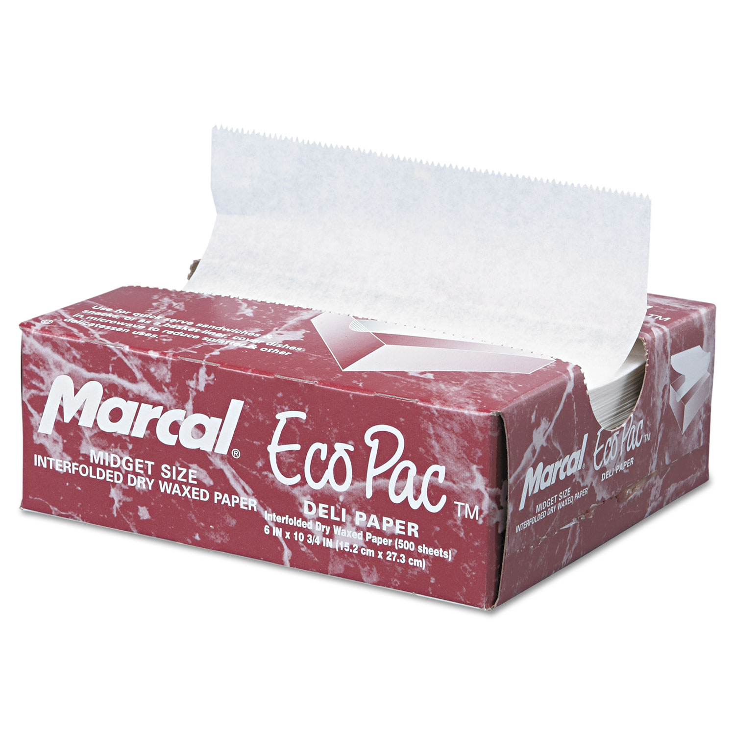  Marcal MCD 5290 Eco-Pac Interfolded Dry Wax Paper, 6 x 10 3/4, White, 500/Pack, 12 Packs/Carton (MCD5290) 