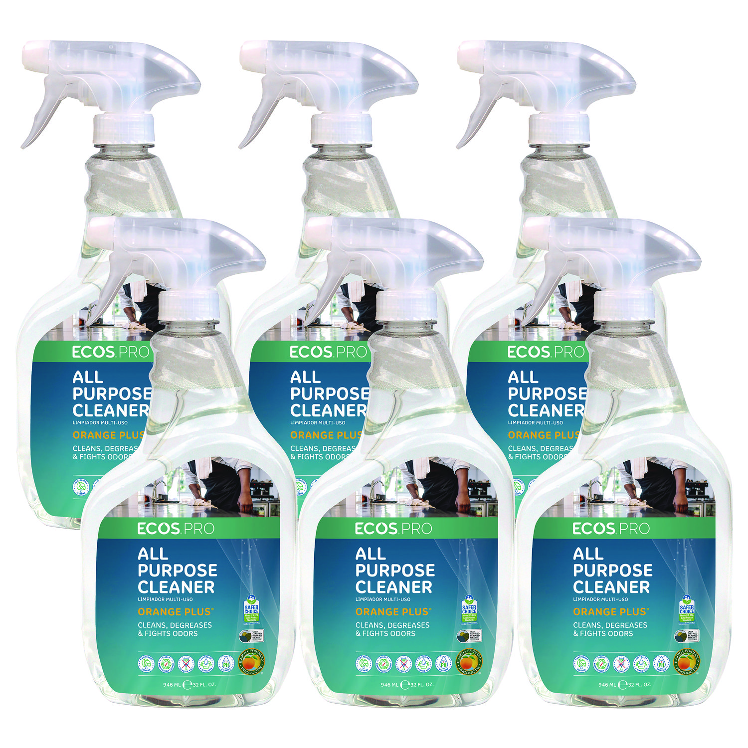 Orange Plus All-Purpose Cleaner and Degreaser, 32 oz Spray Bottle, 6/Carton
