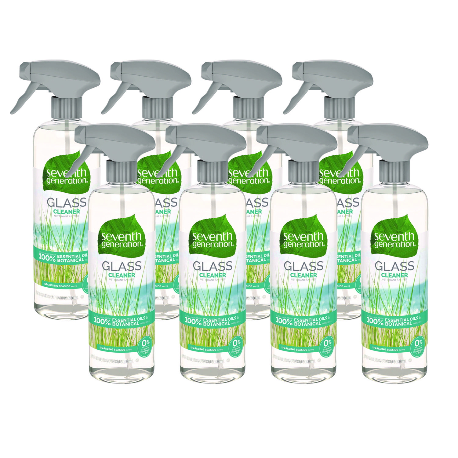 Natural Glass and Surface Cleaner, Sparkling Seaside, 23 oz Trigger Spray Bottle, 8/Carton