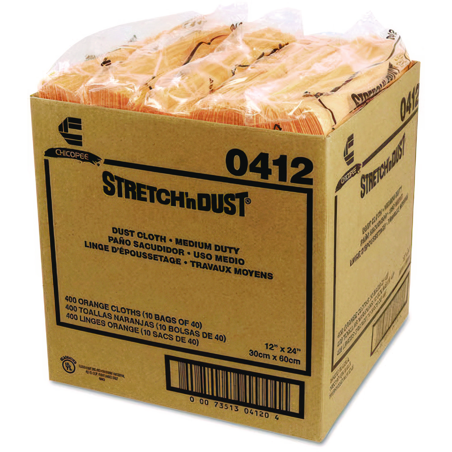 Chicopee® Stretch 'n Dust Cloths, 24 x 12, Yellow/Orange, 40/Pack