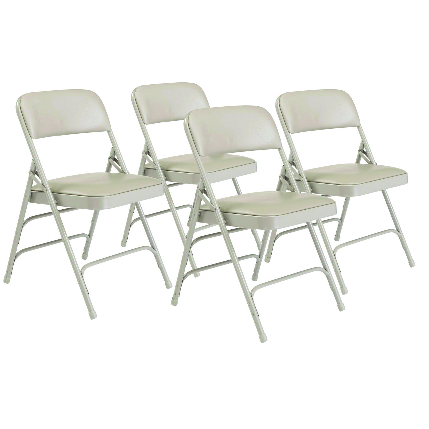 1300 Series Premium Vinyl Upholstered Triple Brace Double Hinge Folding Chair, Supports 500 lb, Gray Seat/Back/Base, 4/Carton