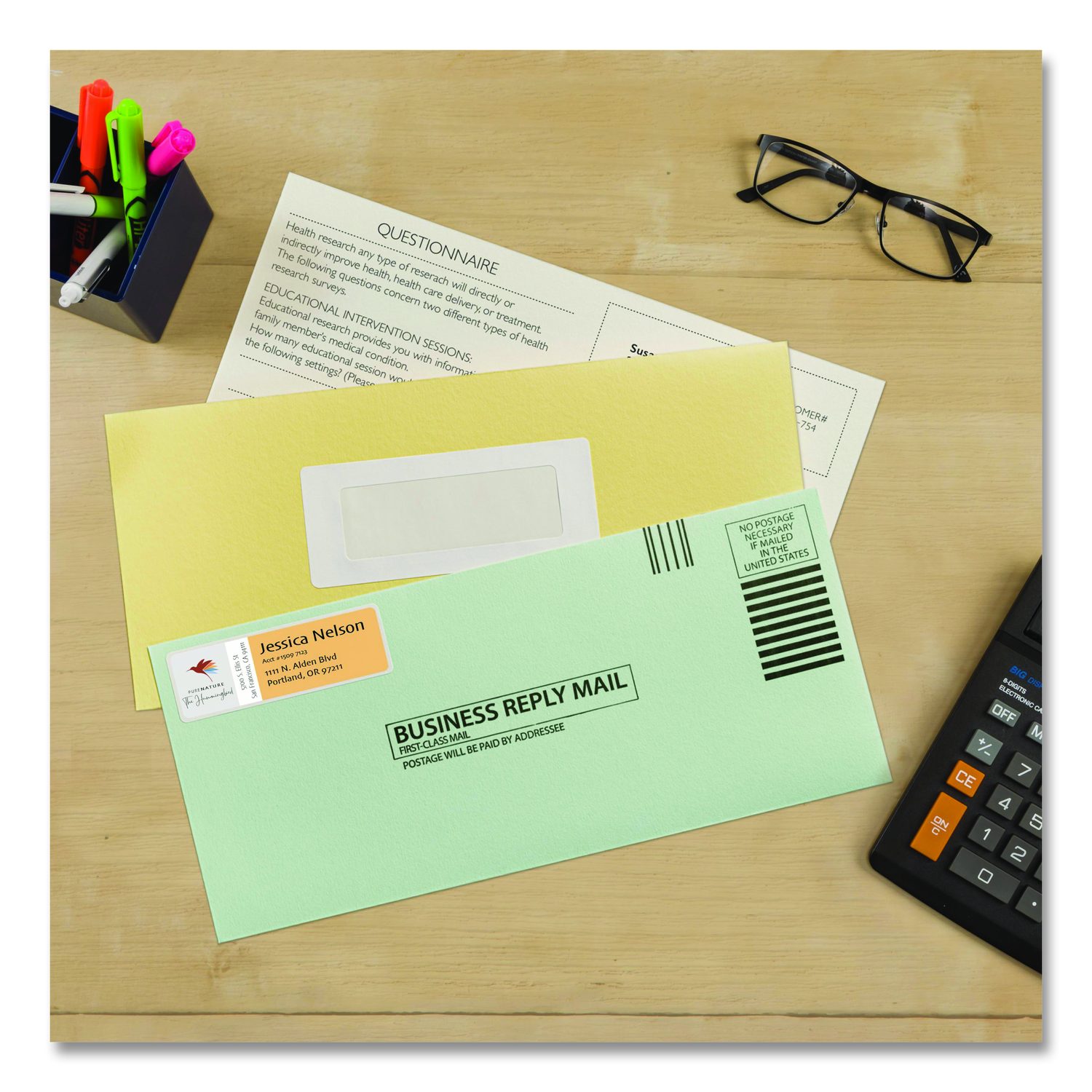 Avery® Send and Reply Piggyback Labels, Inkjet/Laser Printers, 1.63 x 4 ...