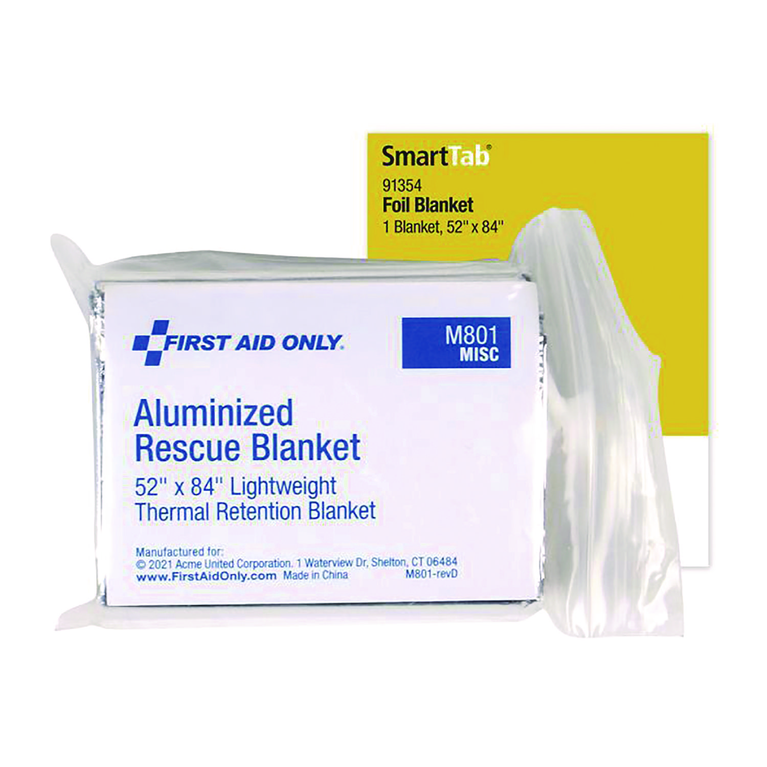 First Aid Only™ SmartCompliance Aluminized Rescue Blanket, 52 x 84, Silver