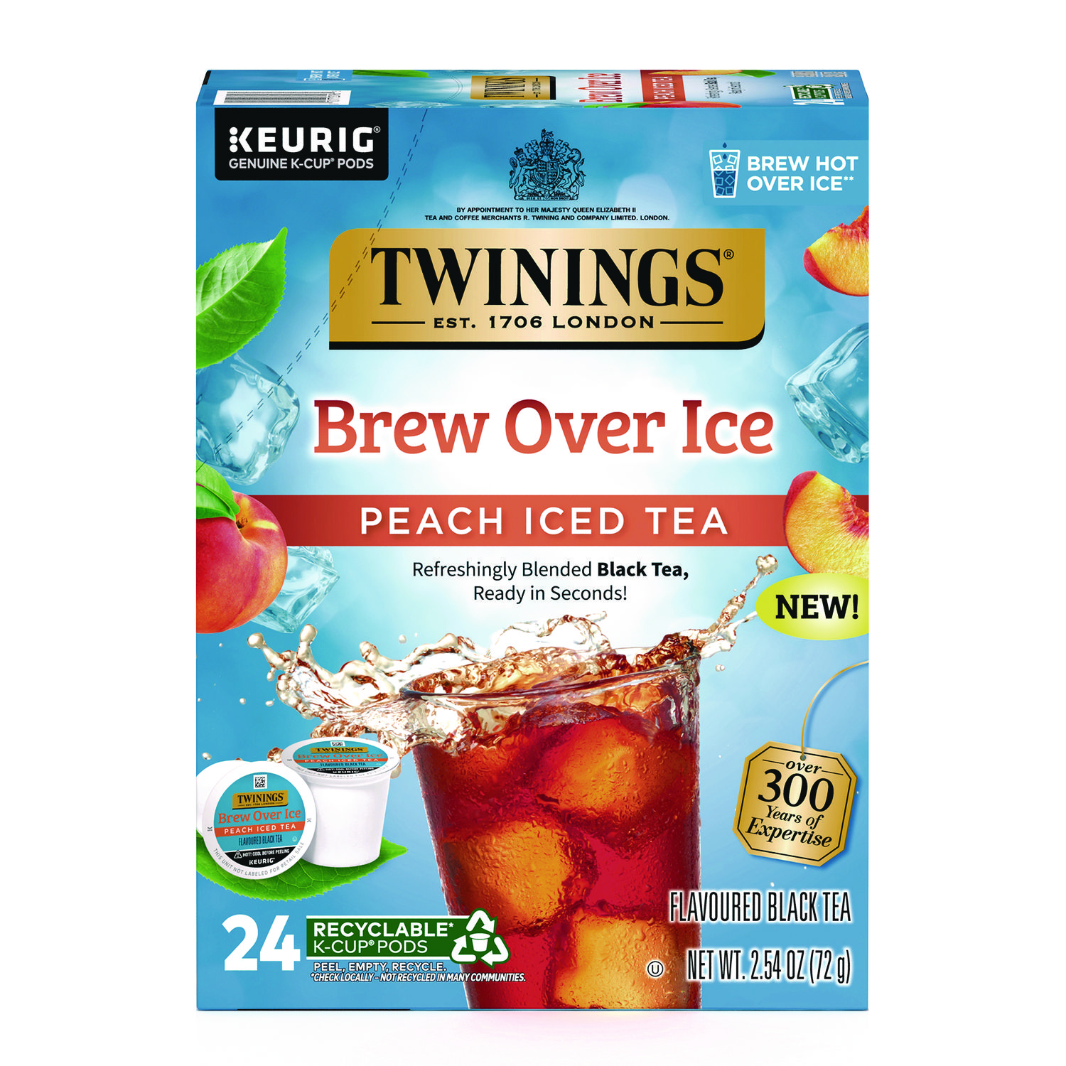 TWININGS® Brew Over Ice K-Cups, Peach, 24/Box