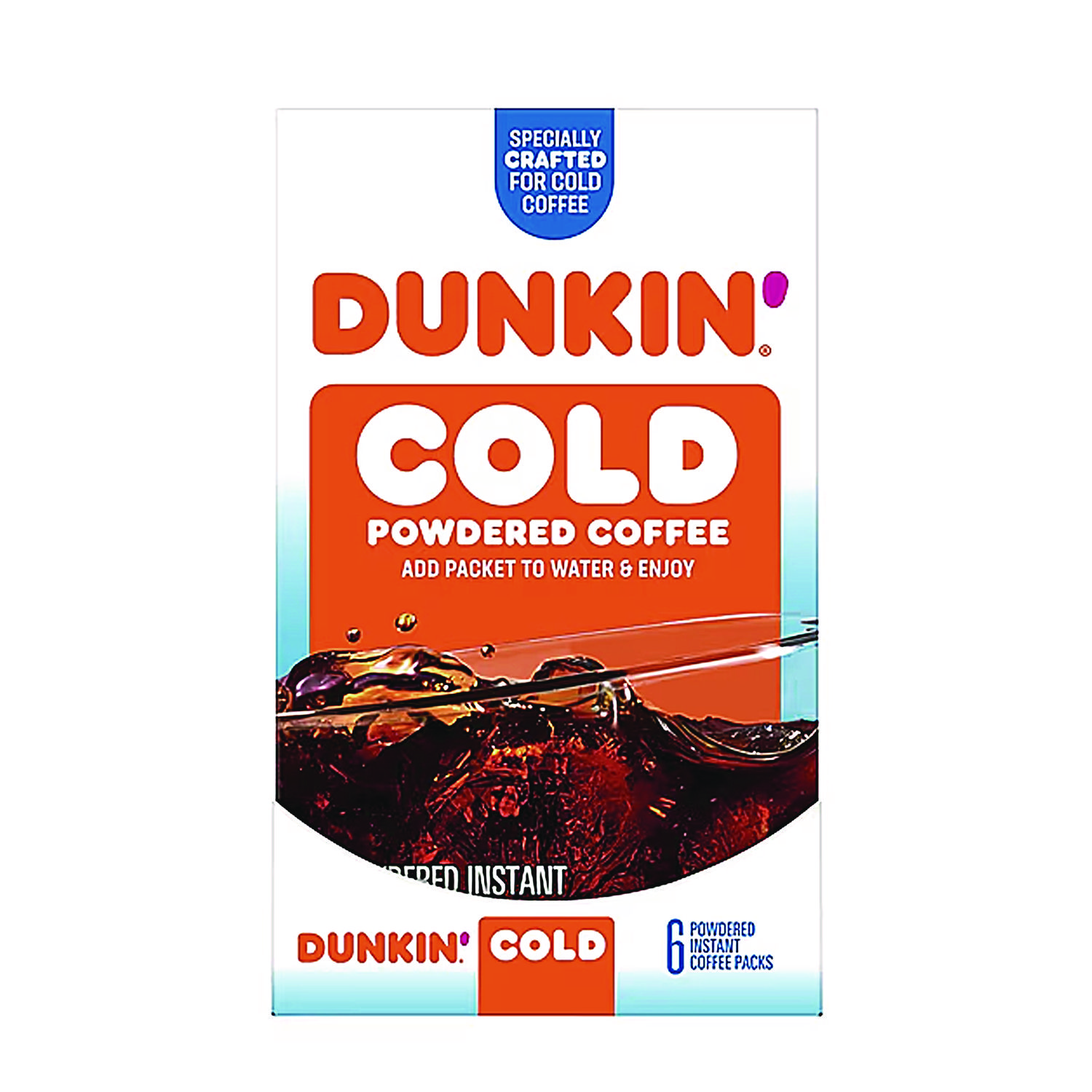 Dunkin'® Cold Powdered Coffee, 1.02 oz Packet, 6/Box