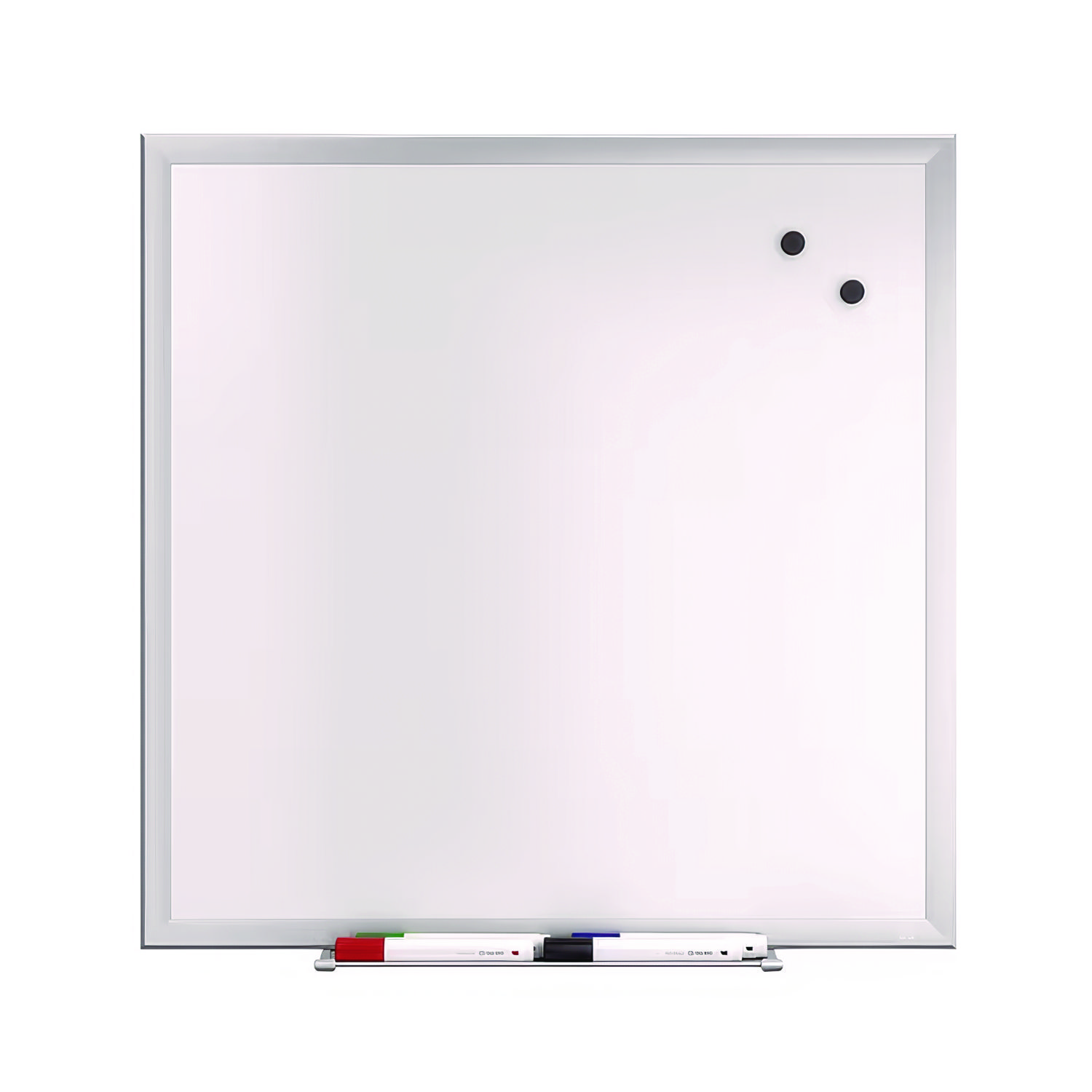 Magnetic Steel Dry Erase Board, 24" x 24", White Surface, Gray/Natural Aluminum Frame