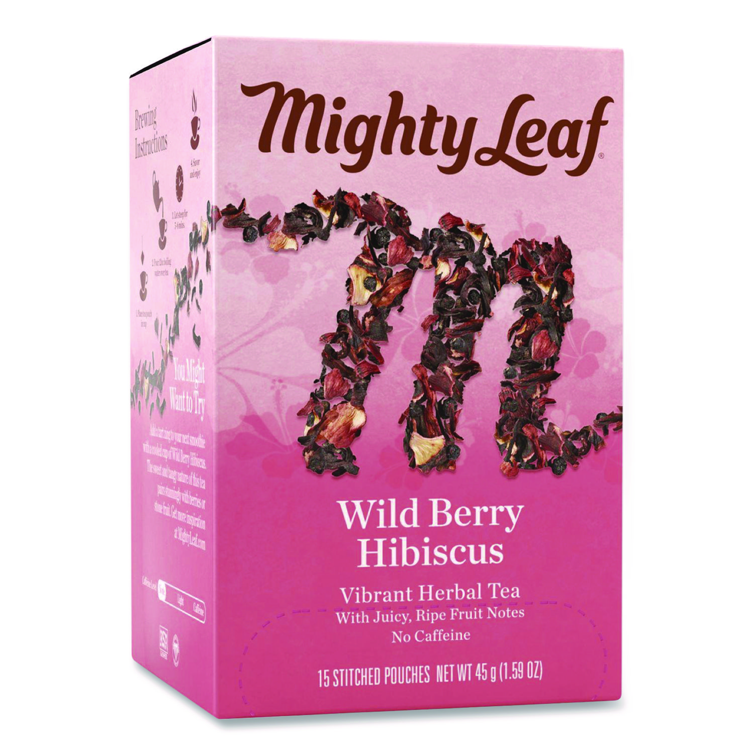 Whole Leaf Tea Pouches, Wild Berry Hibiscus, 15/Box