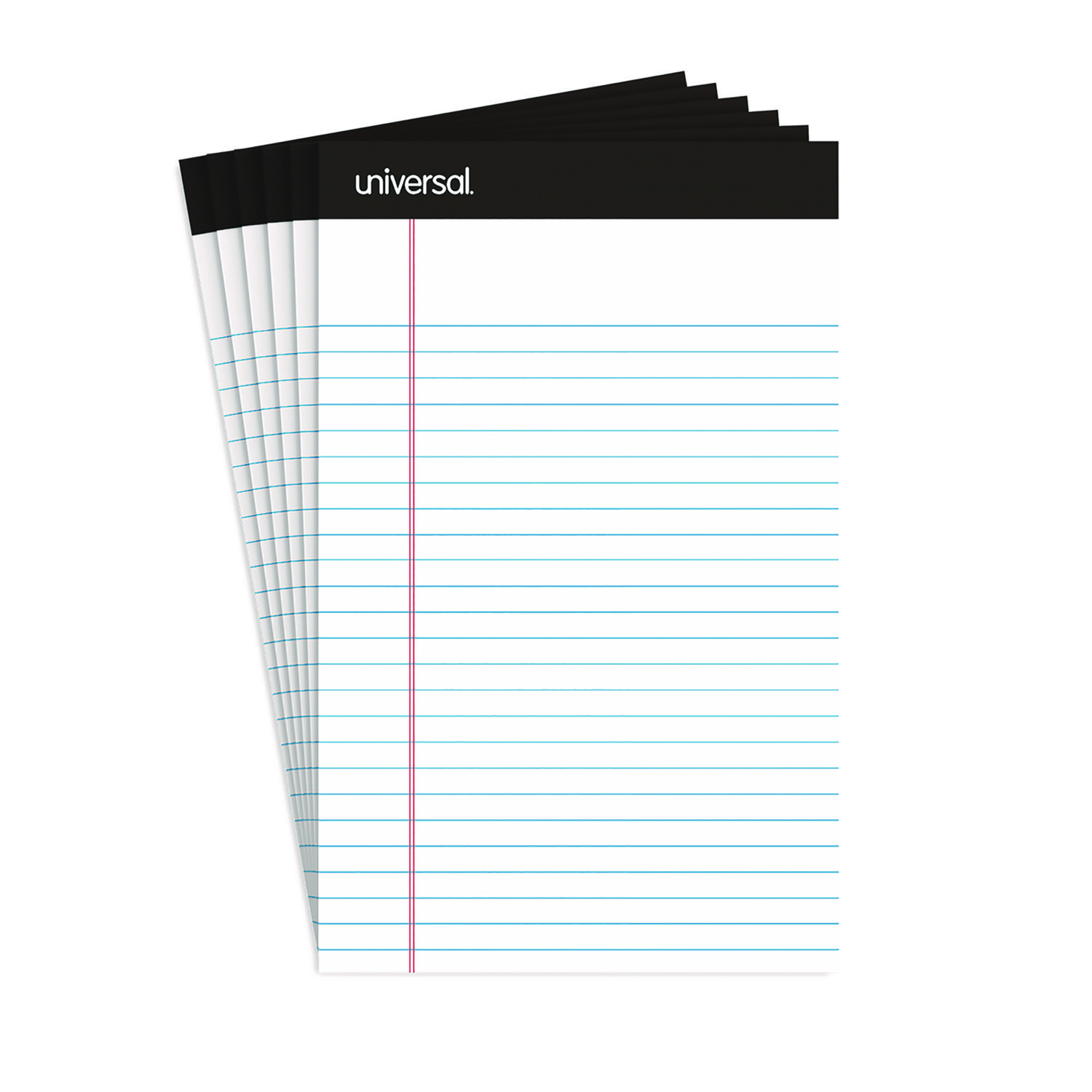 Premium Ruled Writing Pads with Heavy-Duty Back, Narrow Rule, Black Headband, 50 White 5 x 8 Sheets, 6/Pack