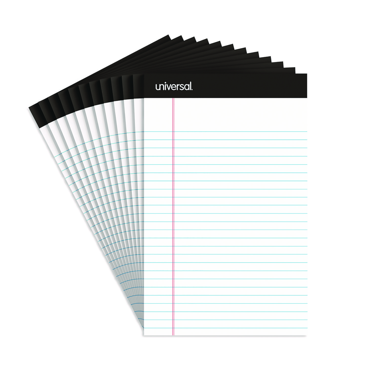 Premium Ruled Writing Pads with Heavy-Duty Back, Narrow Rule, Black Headband, 50 White 5 x 8 Sheets, 12/Pack