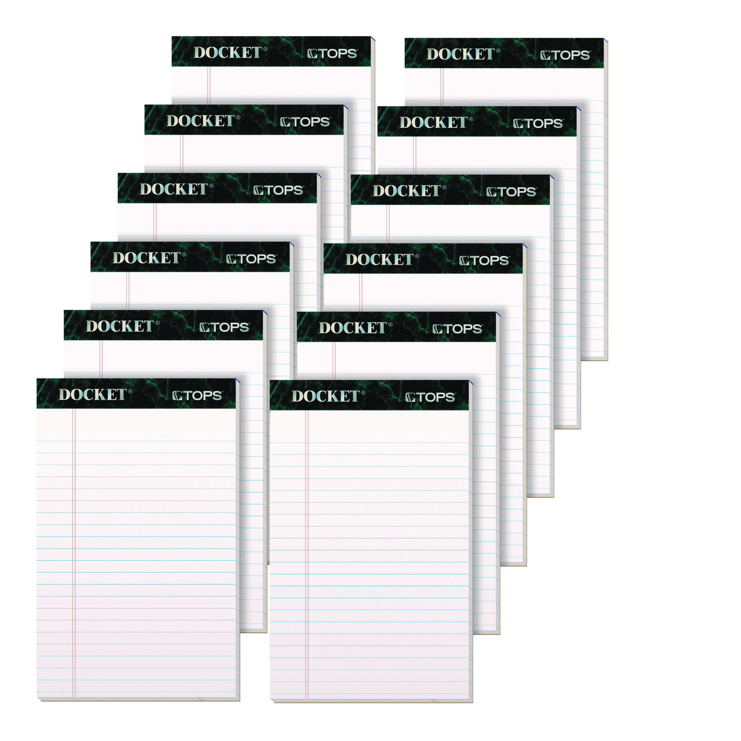 Docket Ruled Perforated Pads, Narrow Rule, (50) White 5 x 8 Sheets, 12/Pack