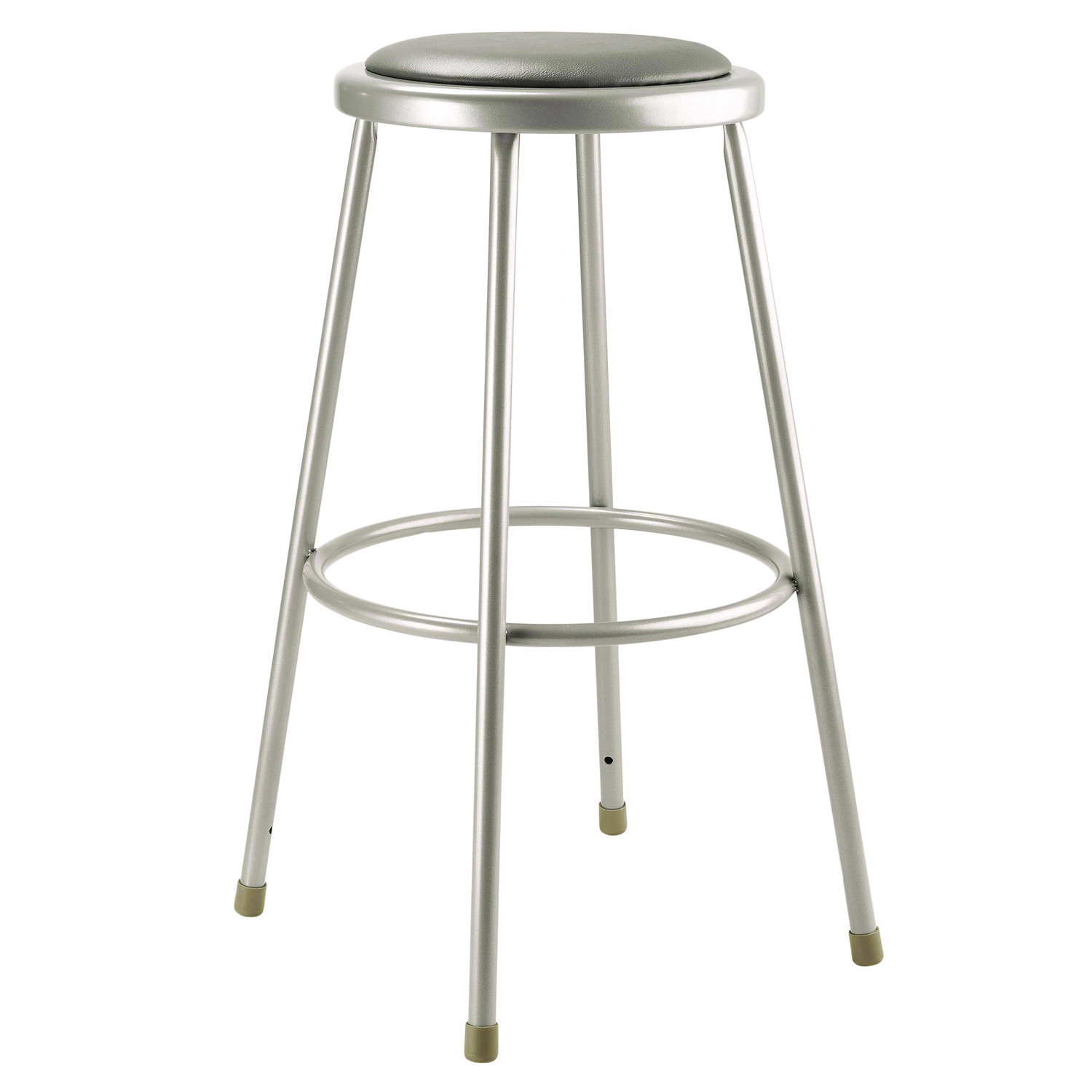 6400 Series Fixed Height Heavy Duty Vinyl Padded Steel Stool, Backless, Supports 500 lb, 30" Seat Height, Gray Seat/Base