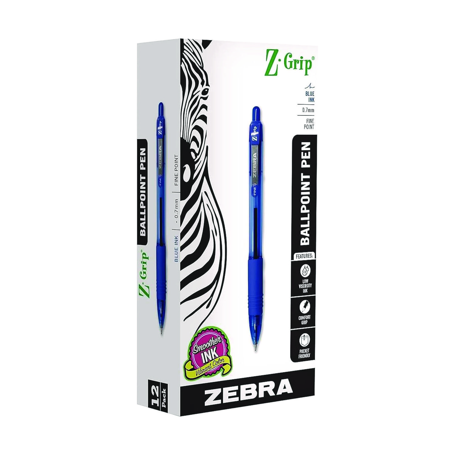 クリアブルー　ペン Z-Grip Ballpoint Pen, Retractable, Medium 0.7 mm, Blue Ink