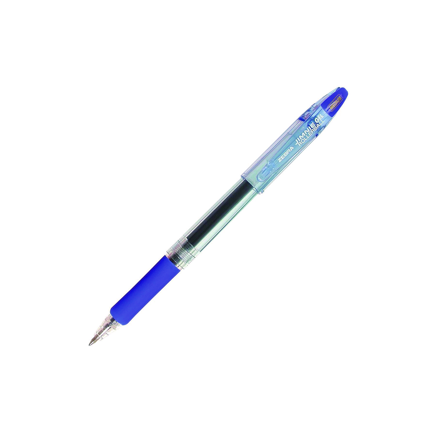 Jimnie Gel Pen, Stick, Medium 0.7 mm, Blue Ink, Clear/Blue Barrel, 12/Pack