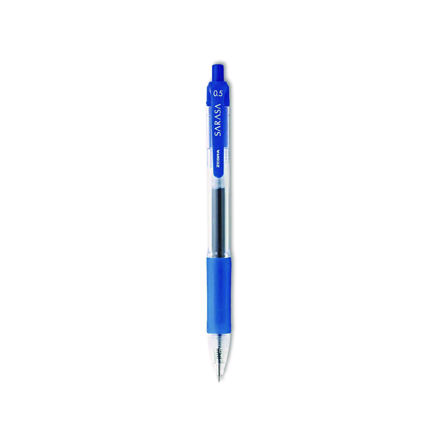 Sarasa Dry Gel X20 Gel Pen, Retractable, Fine 0.5 mm, Blue Ink, Clear/Blue Barrel, 12/Pack