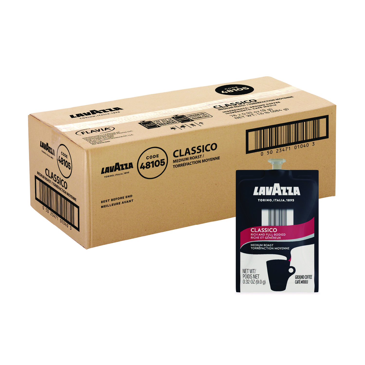 Lavazza FLAVIA Coffee Freshpacks, Classico, 0.32 oz, 85/Carton