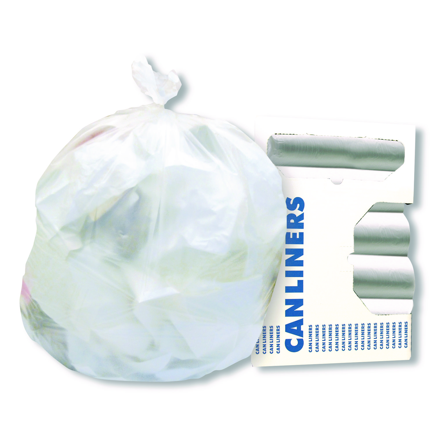 AccuFit Linear Low-Density Can Liners, 55 gal, 0.9 mil, 40" x 53", Clear, Roll, 100/Carton