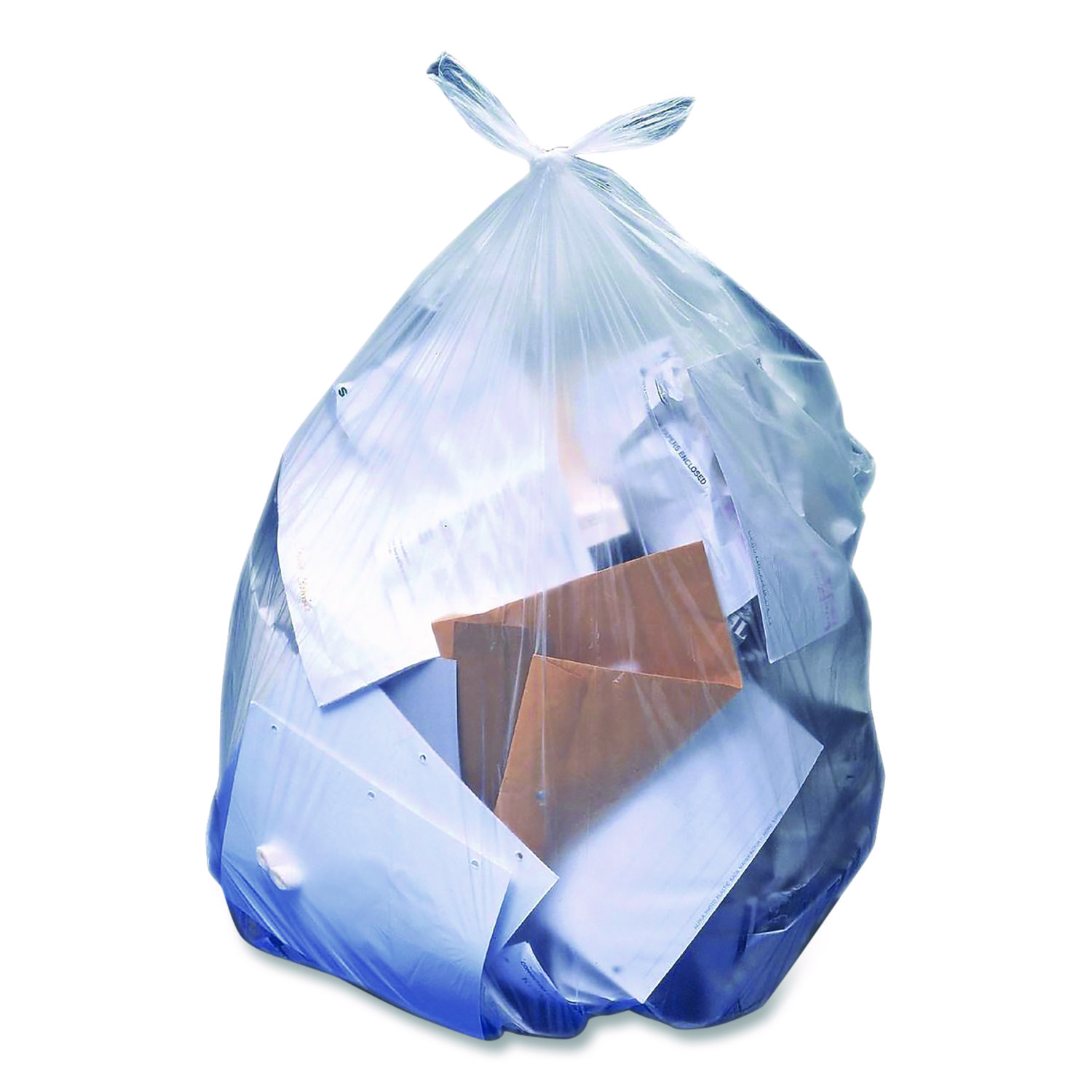 Low-Density Can Liners, 10 gal, 0.35 mil, 24" x 23", Clear, Flat Pack, 1,000/Carton