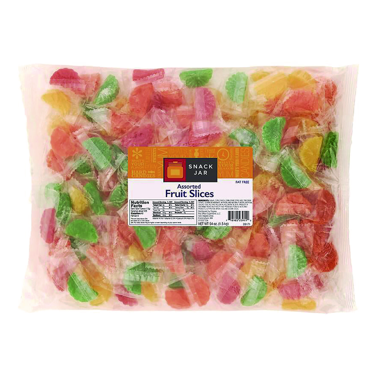 Snack Jar™ Assorted Fruit Slices, Individually Wrapped, 3.4 lb Bag, 125 Pieces/Bag