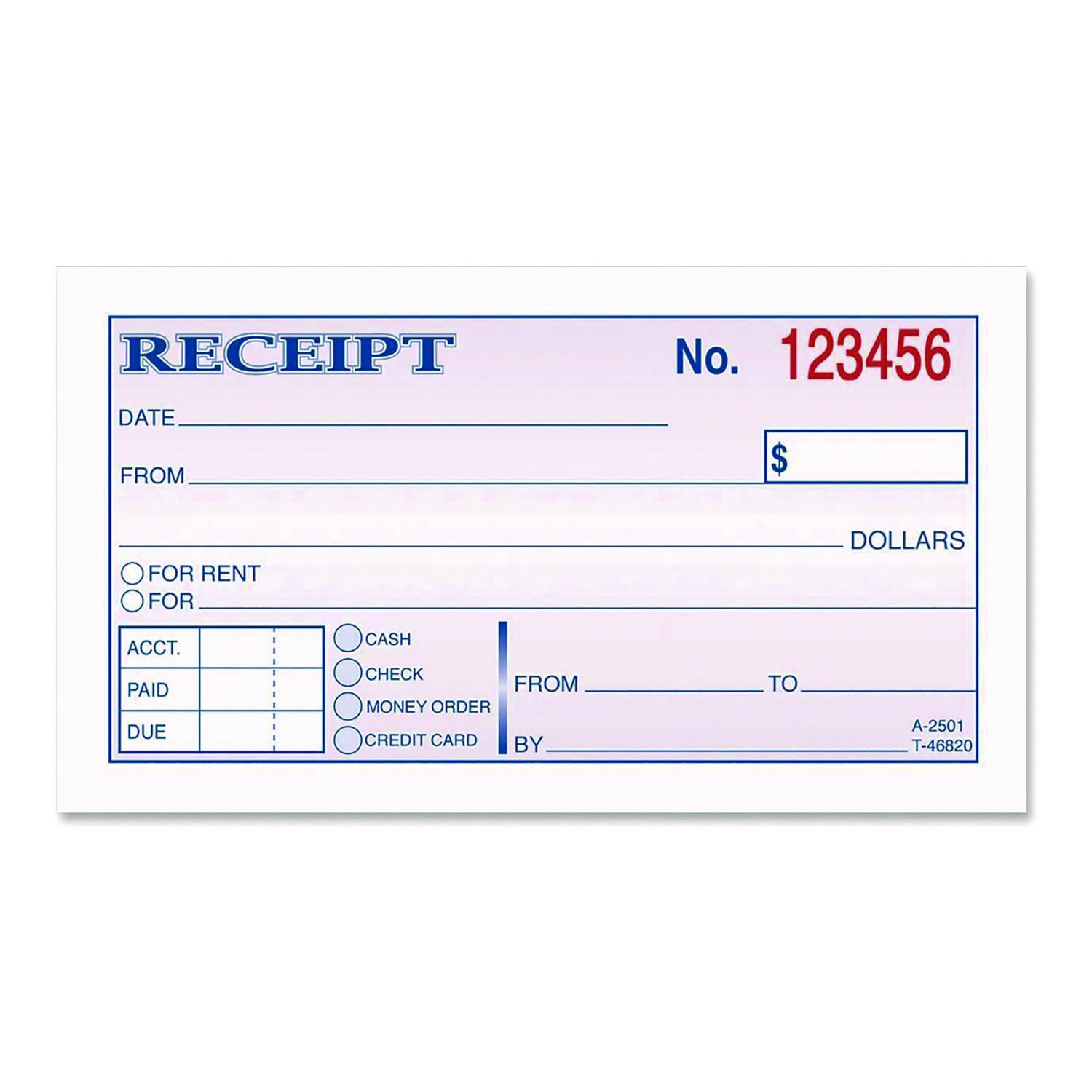 Adams® Money/Rent Receipt Book, Two-Part Carbonless, 4.88 x 2.75, 50 Forms Total