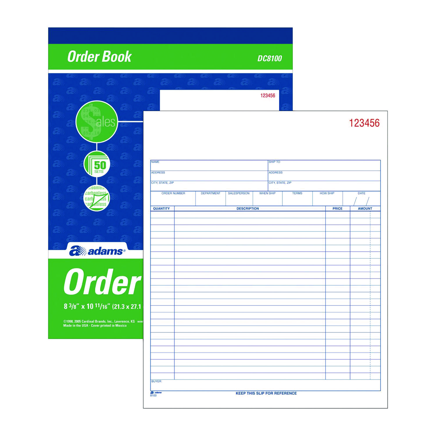 Adams® Multipart Sales Order Pad, Two-Part Carbonless, 8.38 x 10.19, 50 Forms Total