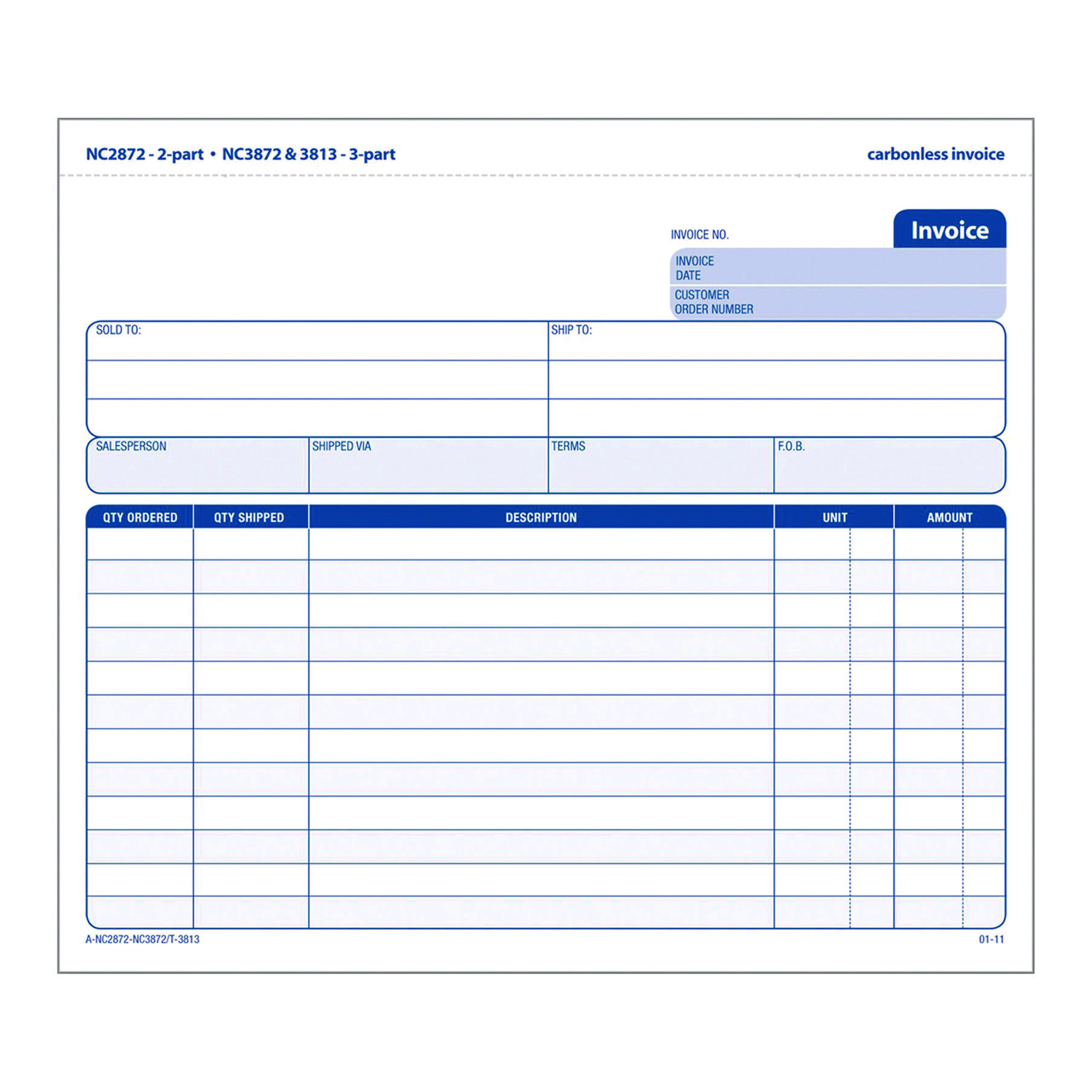 Adams® Multipart General-Purpose Invoice Forms, Two-Part Carbonless, 8.5 x 6.94, 50 Forms Total