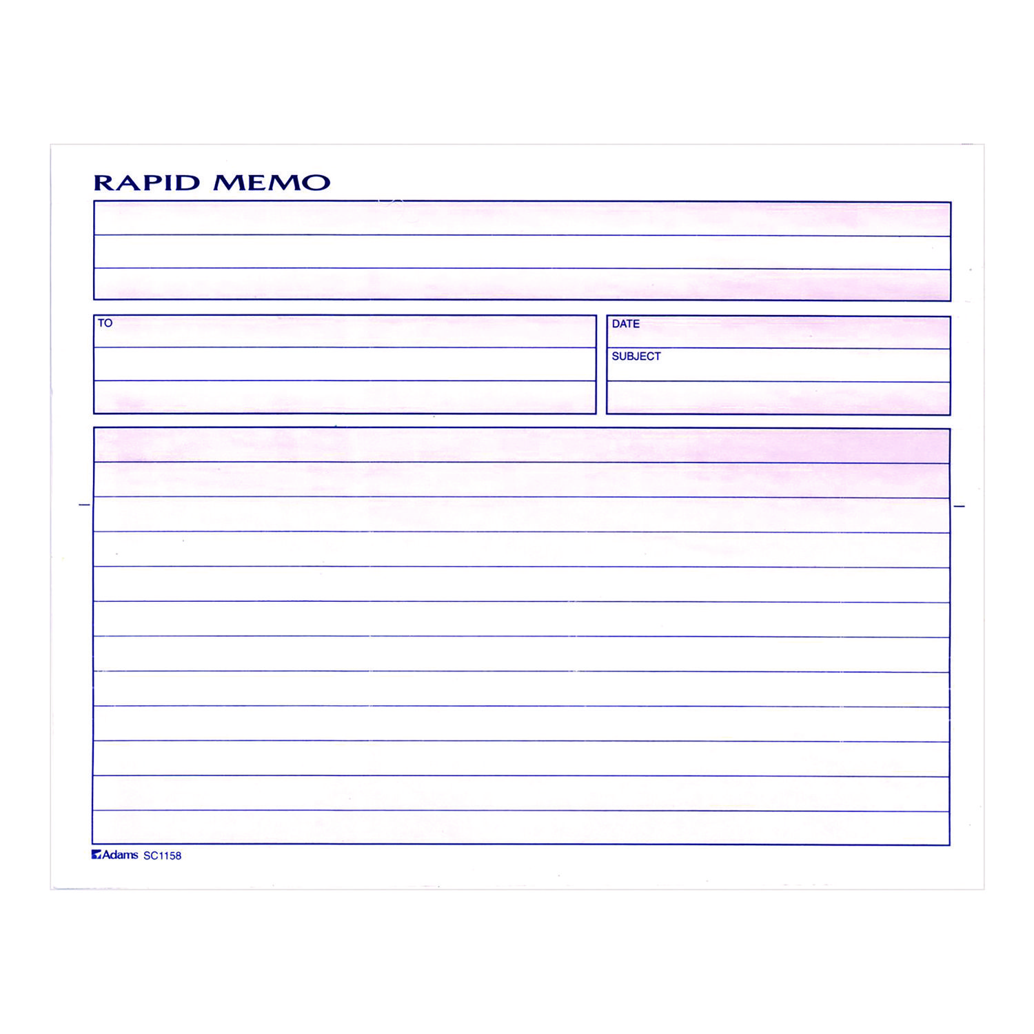 Adams® Rapid Memo Pad, Two-Part Carbonless, 8.5 x 7.75, 50 Forms Total