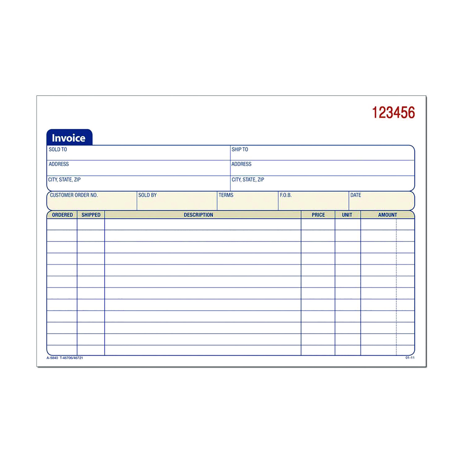 Adams® Multipart General-Purpose Invoice Pad, Three-Part Carbonless, 7.94 x 5.56, 50 Forms Total