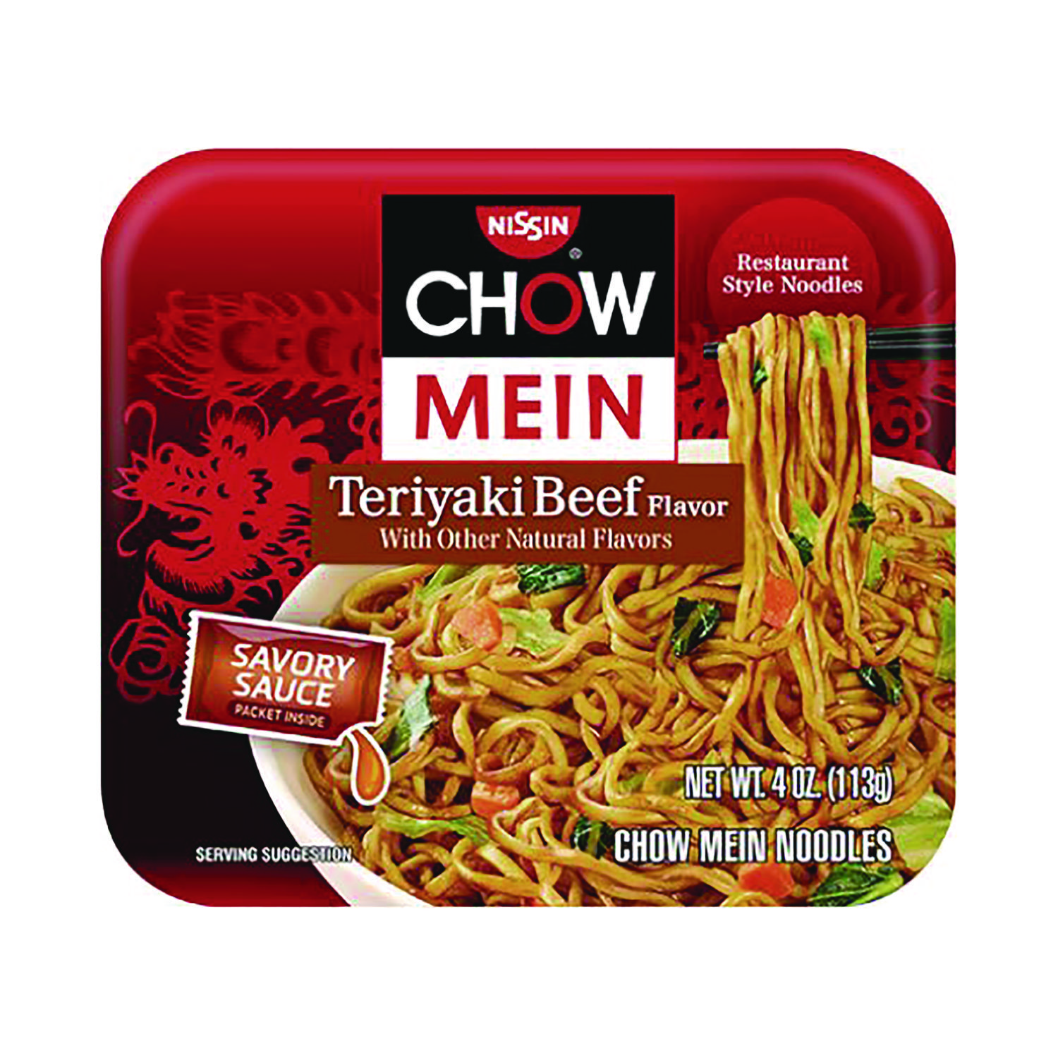 Nissin® Teriyaki Beef Chow Mein Noodles, 4 oz Bowl, 8/Carton