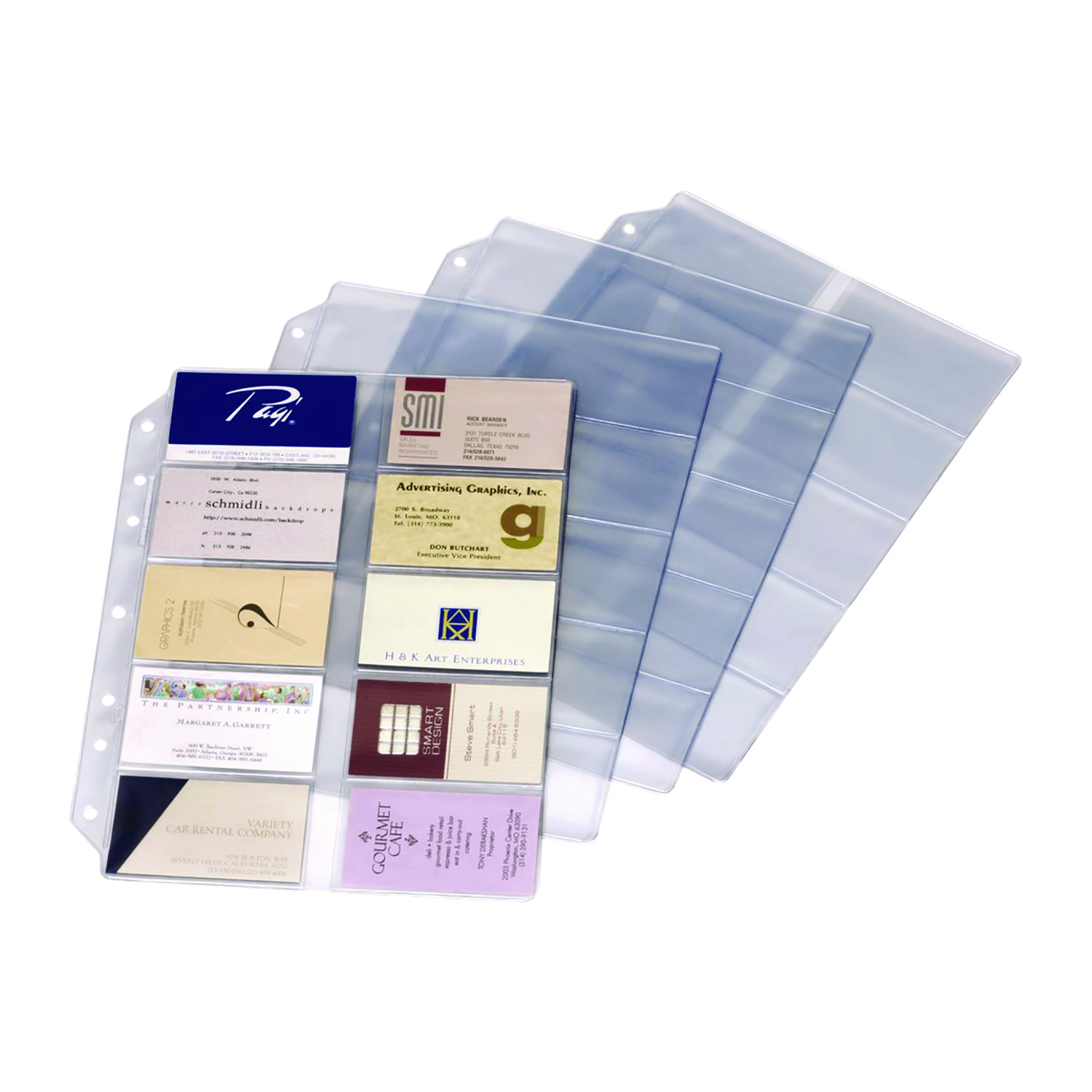 Cardinal® Poly Business Card Refill Pages, Clear, 20 Cards/Sheet, 10 Sheets/Pack