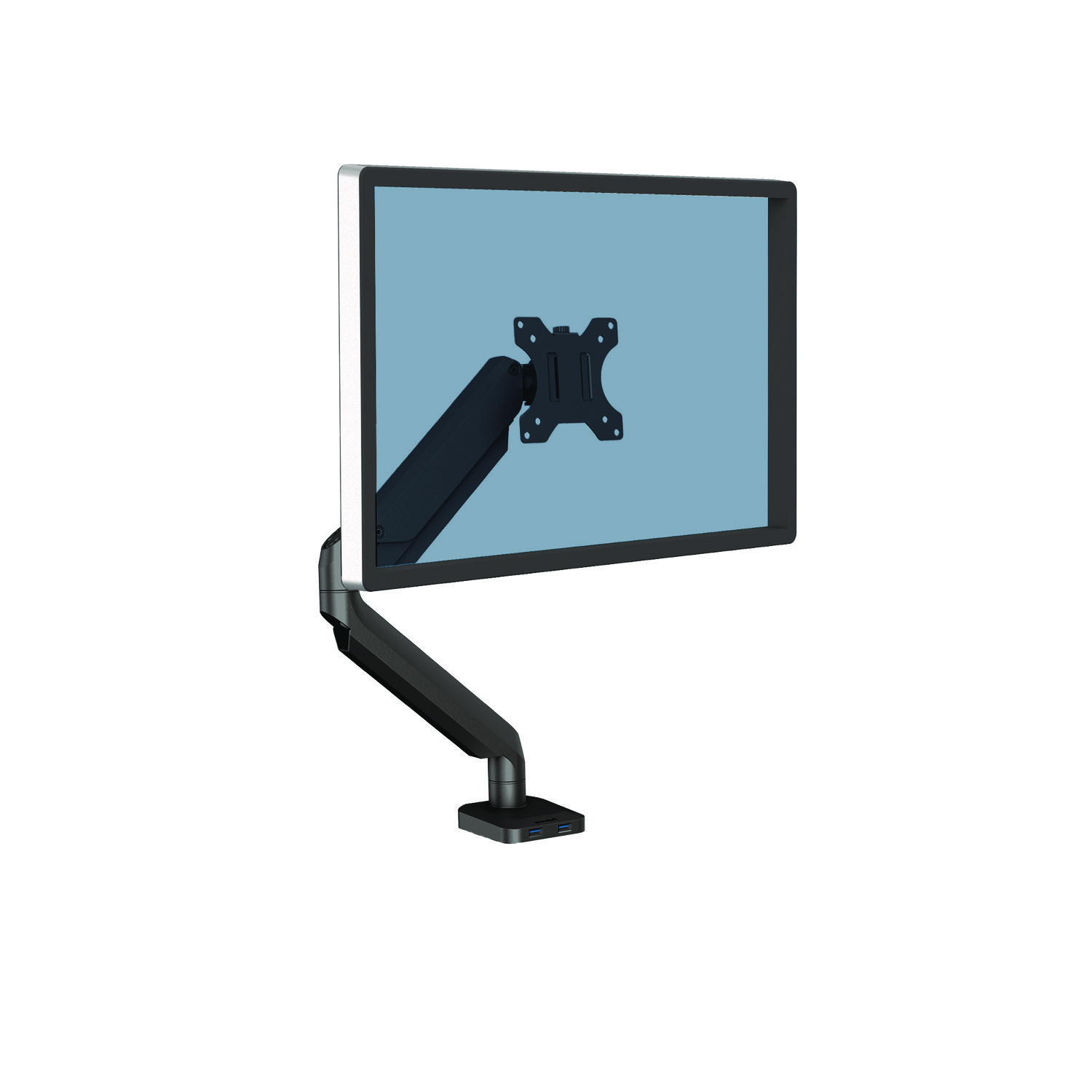 Platinum Series Single Monitor Arm, For 30" Monitors, 360 deg Rotation, 180 deg Tilt, 360 deg Pan, Black, Supports 20 lb