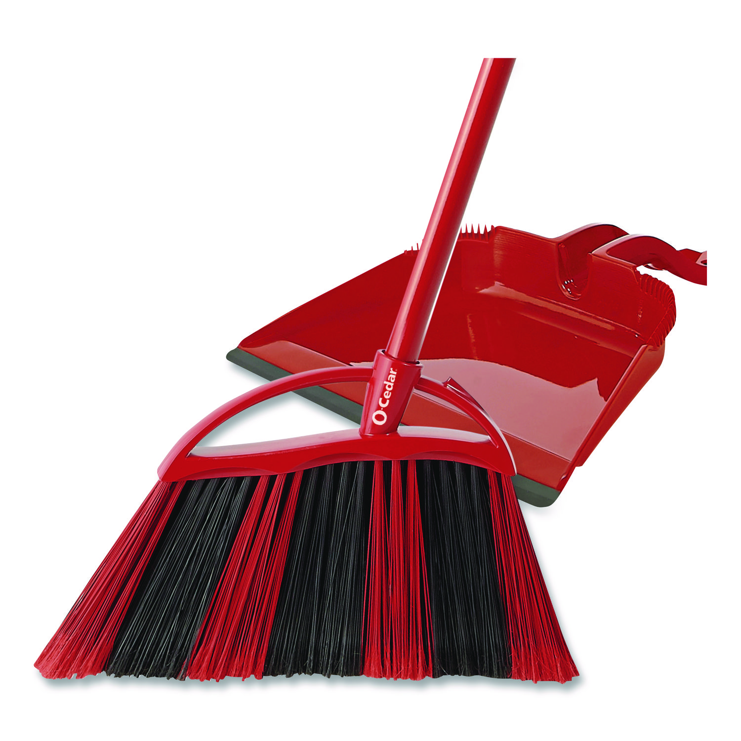 One Sweep Broom with Dustpan, 53.88" Length, Red/Black/Gray