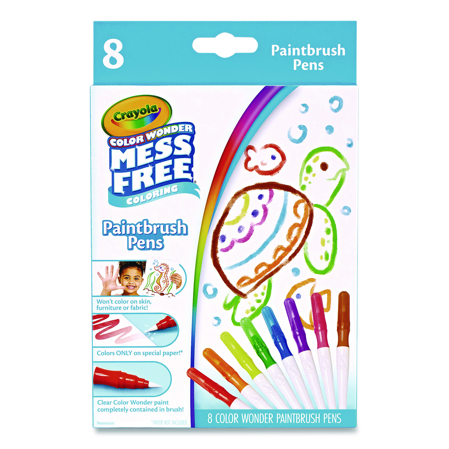 Color Wonder Paintbrush Pens, Assorted Colors, 8/Pack