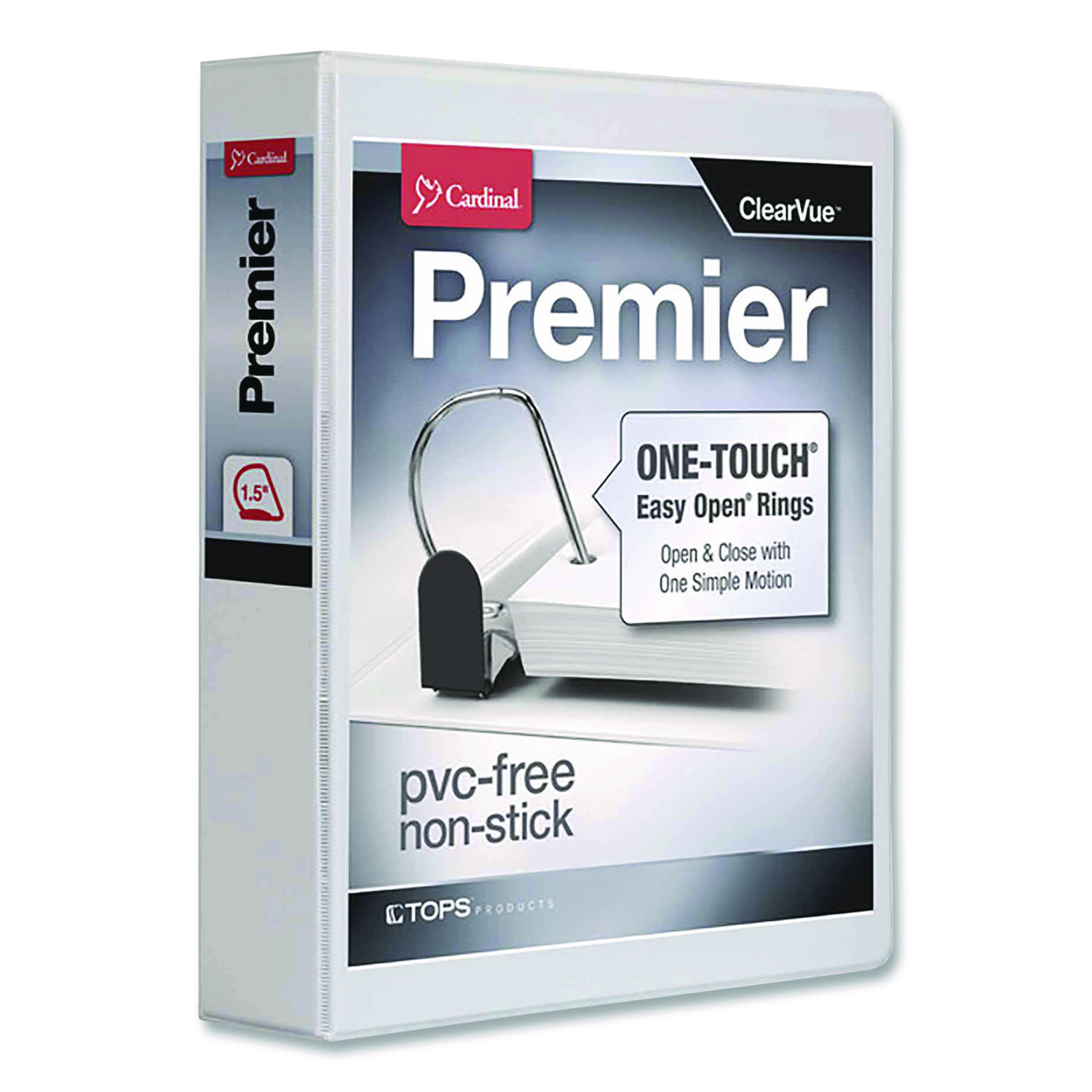 Premier Easy Open ClearVue Locking Slant-D Ring Binder, 3 Rings, 1.5" Capacity, 11 x 8.5, White