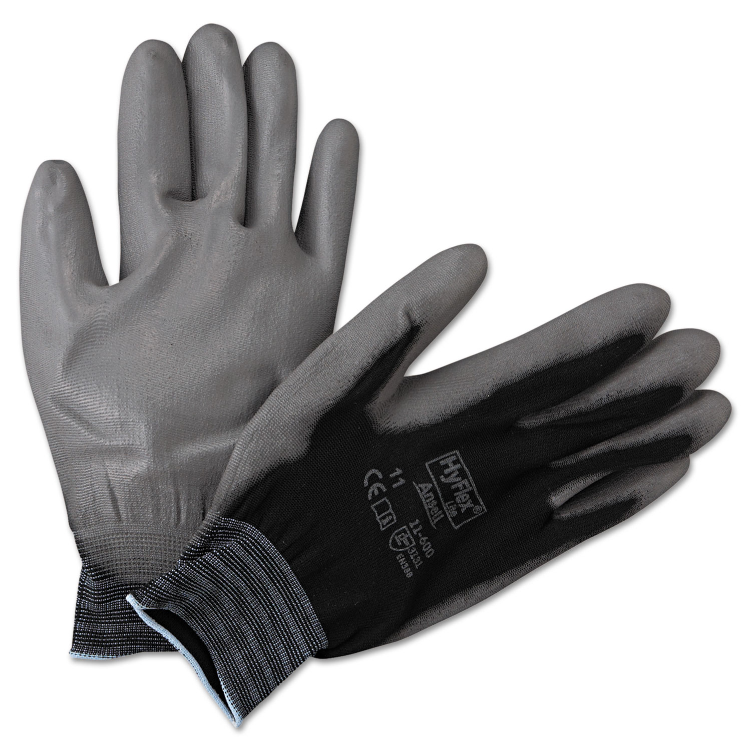 HyFlex Lite Gloves, Black/Gray, Size 11, 12 Pairs