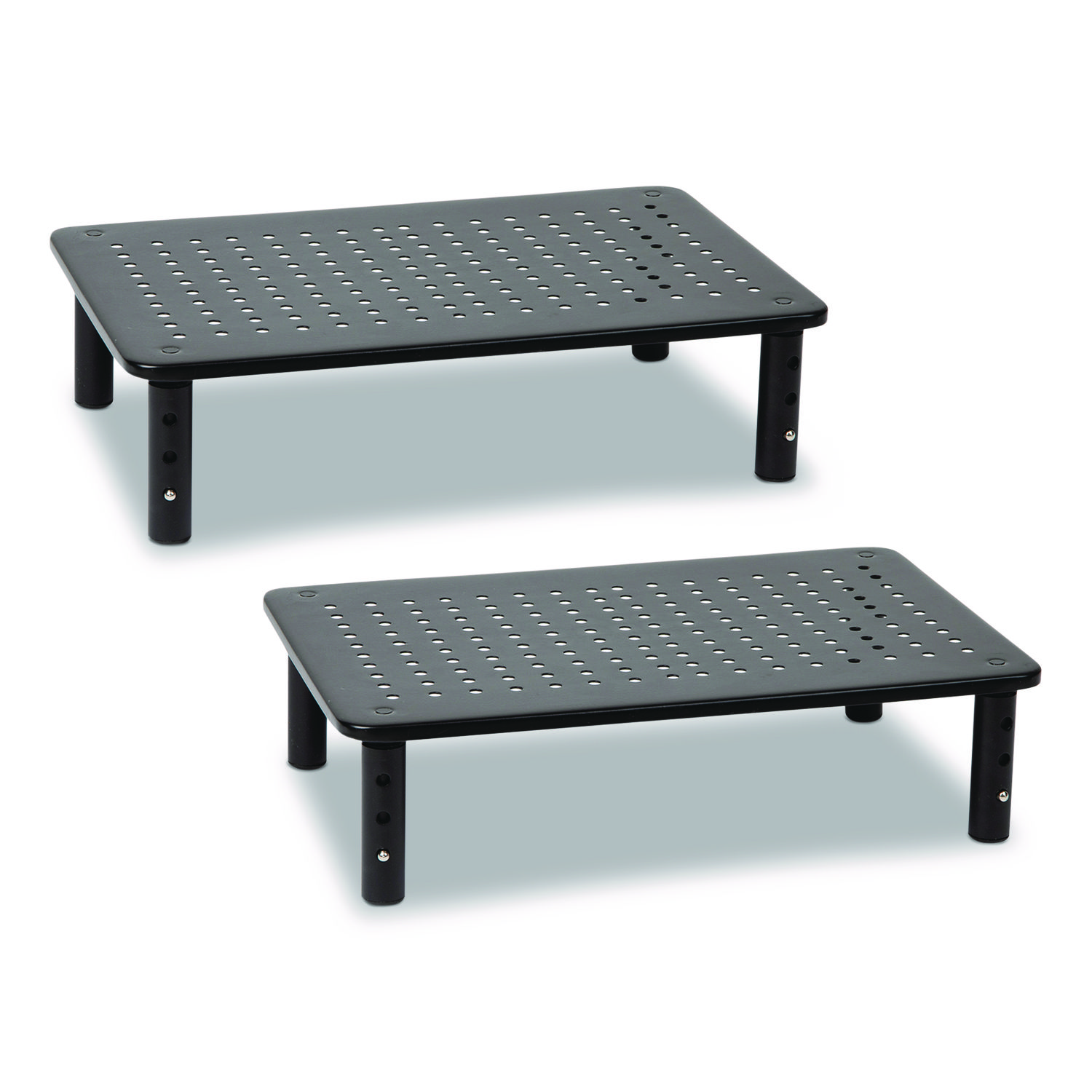 Adjustable Rectangular Monitor Stand, 14.5" x 9.25" x 4" to 5.5", Black, Supports 44 lb, 2/Pack