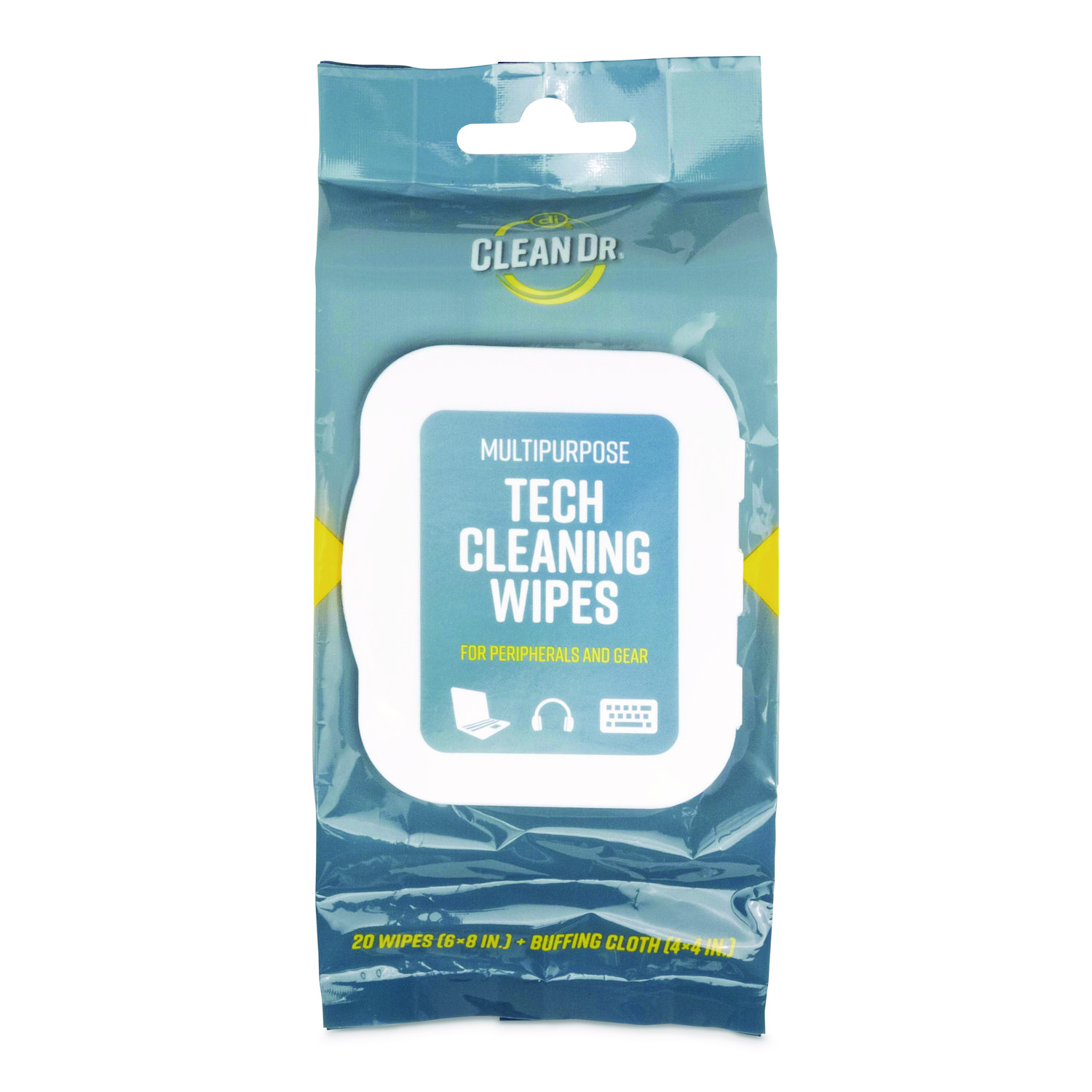 Digital Innovations ScreenDr Device and Screen Cleaning Wipes, 10-Ply, 6.88 x 3.9, Unscented, White/Gray, 20/Pack