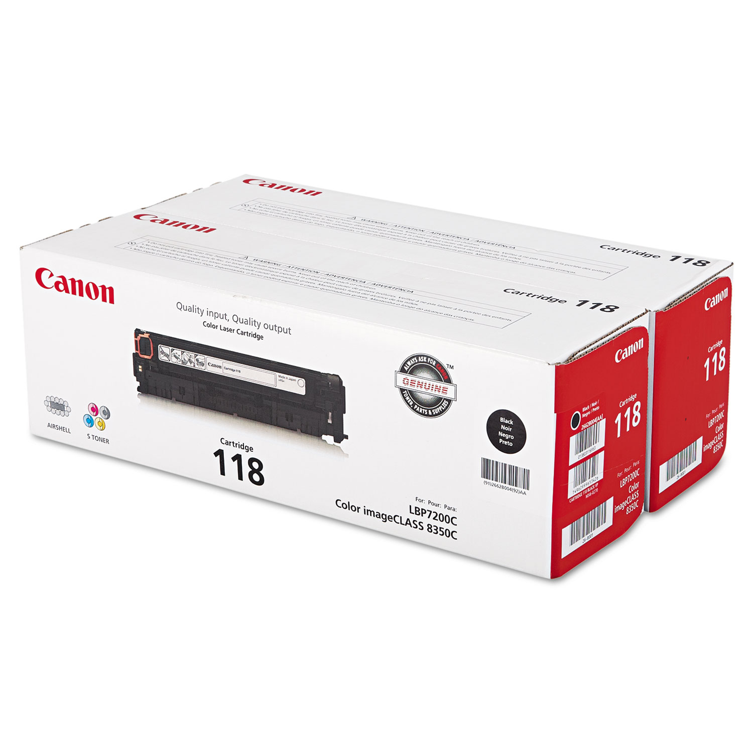  Canon 2662B004 2662B004 (118) Toner, Black, 2/Pack (CNM2662B004) 