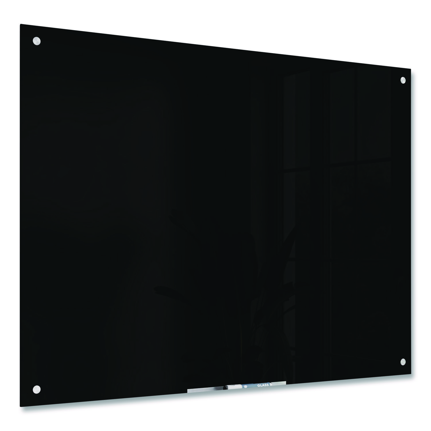 Black Glass Dry Erase Board, 48" x 36" (Actual Size: 47" x 35"), Black Surface