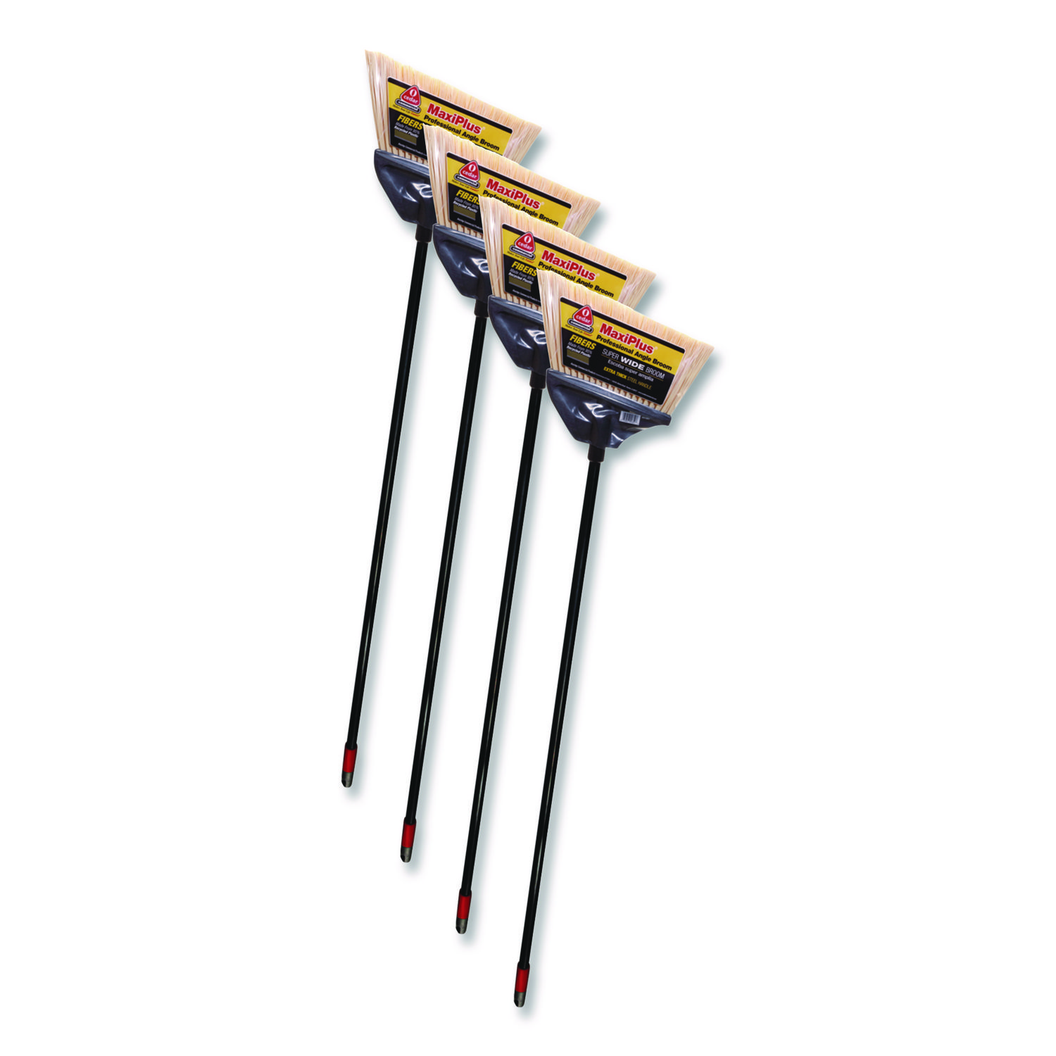 MaxiPlus Professional Angle Broom, 51" Length, Black, 4/Carton